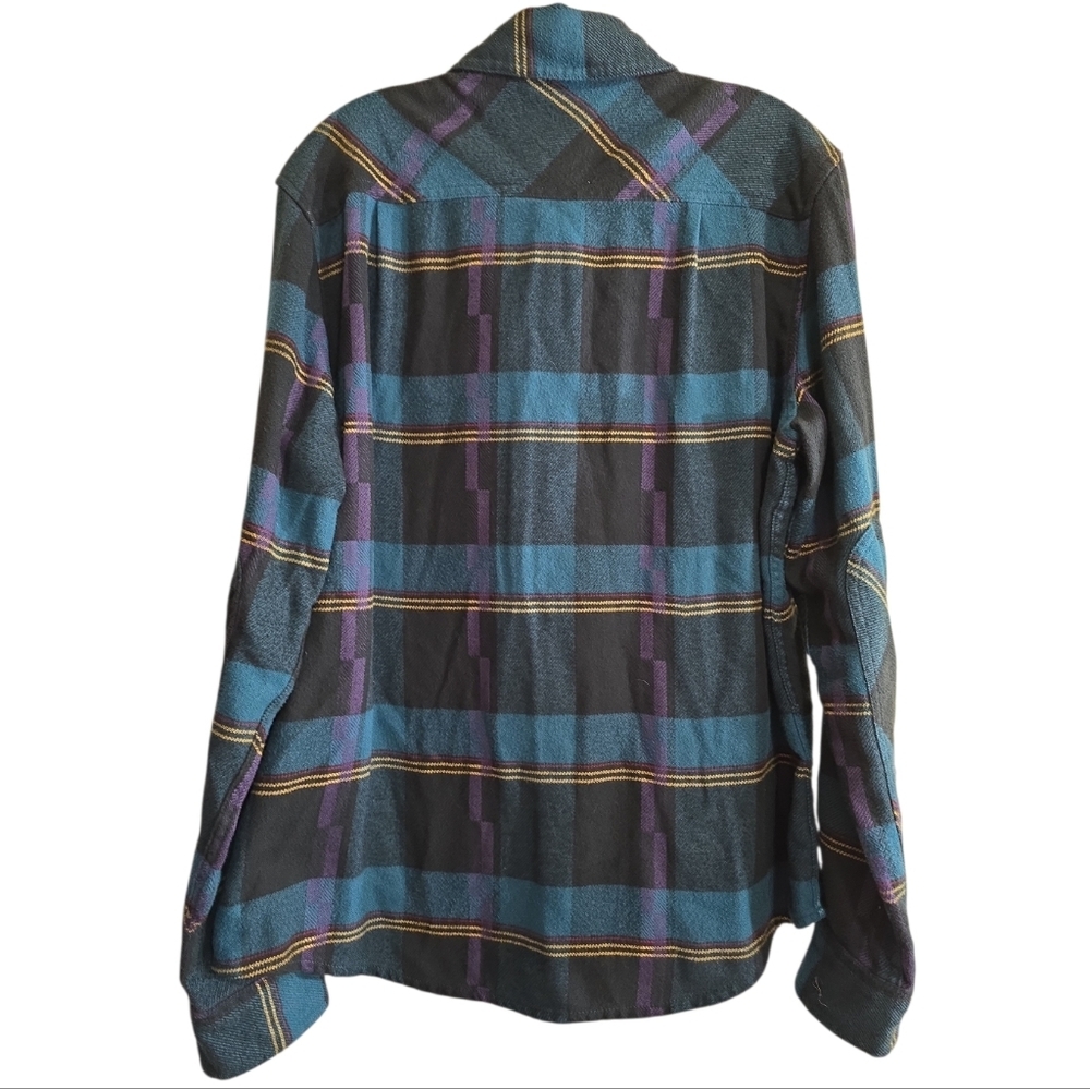 Howler Brothers Harker's Long Sleeve Plaid Flannel Medium Blue Purlpe Black - Picture 6 of 11